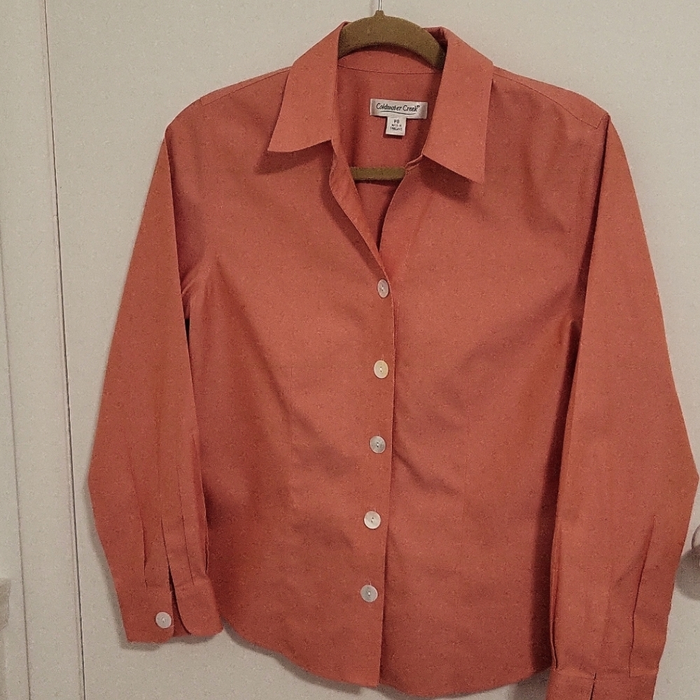 Coldwater Creek Shirt. Pet.Small. Long Sleeves.Warm Orange.Excellent con…